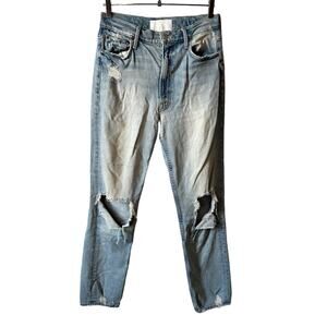 Mother Superior New Women's High Waisted Rider Distressed Jeans Sz 30 Casual USA